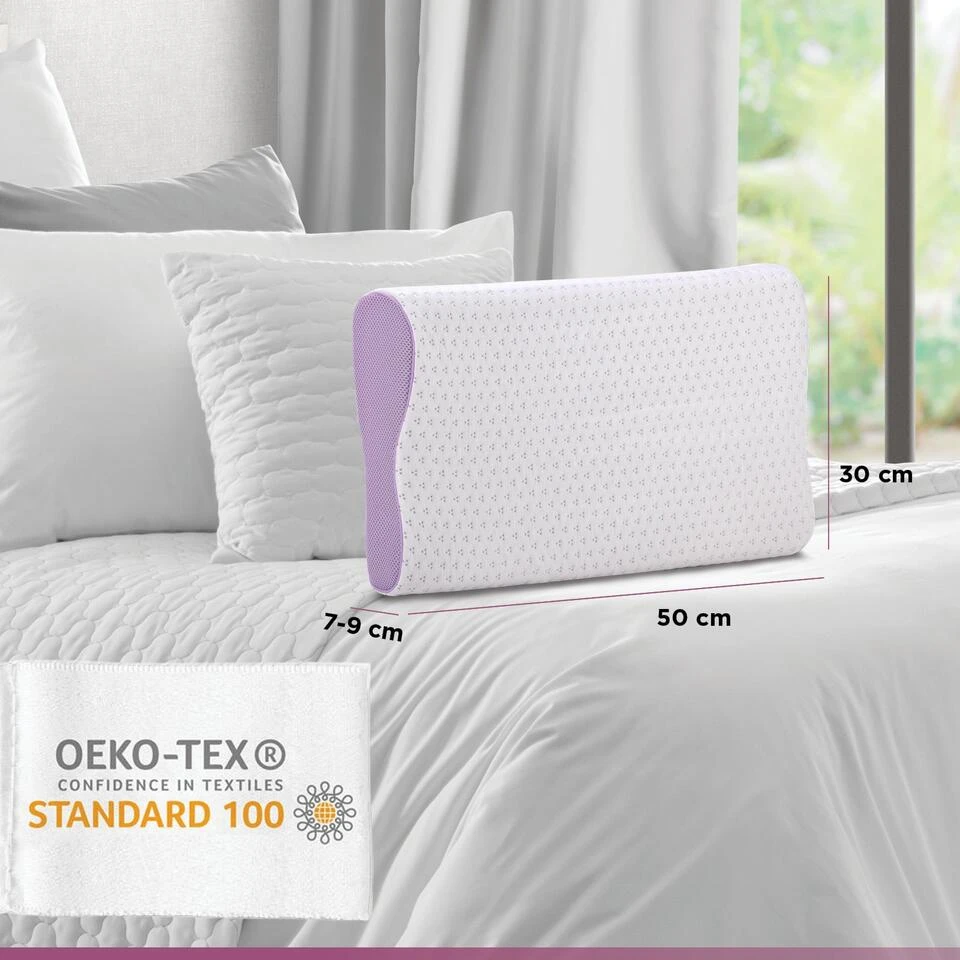 Anatomisch Lavendel Memory Foam Hoofdkussen 30x50 Cm 5 Anatomisch Lavendel Memory Foam Hoofdkussen 30x50 Cm - Afbeelding 3