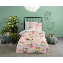 Good Morning Dekbedovertrek "Cats" - Roze - (140x220 Cm) -Leen Bakker Winkel 1000080899 0101