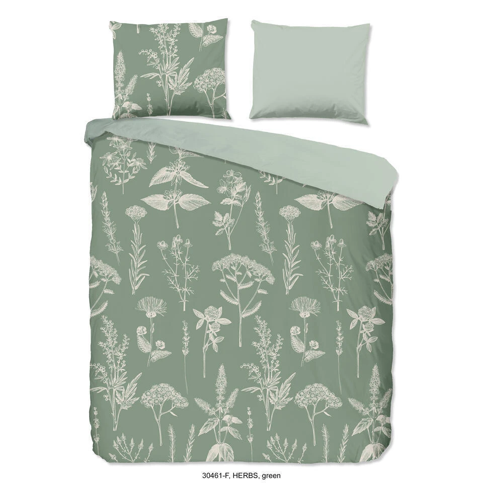 Good Morning Dekbedovertrek "Herbs" - Groen - (200x220 Cm) 3 Good Morning Dekbedovertrek "Herbs" - Groen - (200x220 Cm)