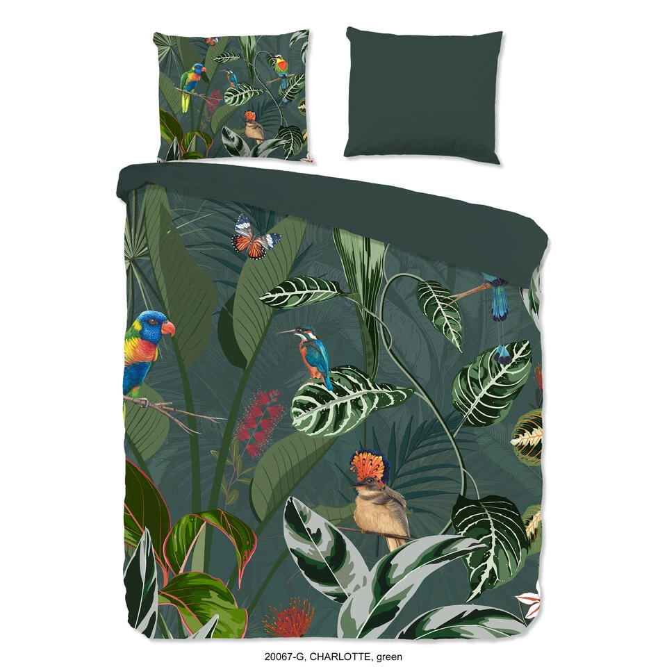 Good Morning Dekbedovertrek "Charlotte" - Groen - (140x220 Cm) 4 Good Morning Dekbedovertrek "Charlotte" - Groen - (140x220 Cm) - Afbeelding 2