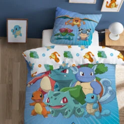 POKEMON Pokémon Dekbedovertrek Starter Evolution - Eenpersoons - 140 X 200 Cm - Katoen -Leen Bakker Winkel 1000084343 0103