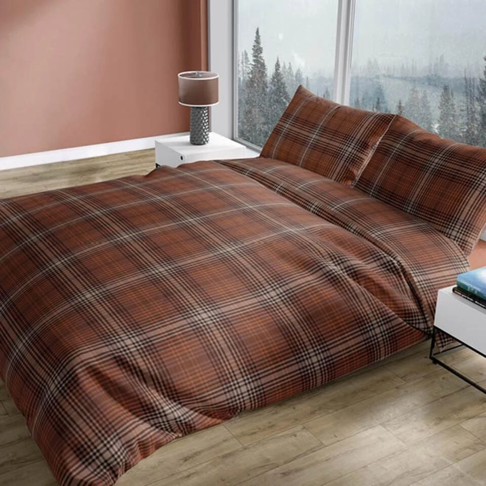 Romanette Flanellen Dekbedovertrek Stirling Roestbruin-2-persoons (200 X 200/... 4 Romanette Flanellen Dekbedovertrek Stirling Roestbruin-2-persoons (200 X 200/... - Afbeelding 2