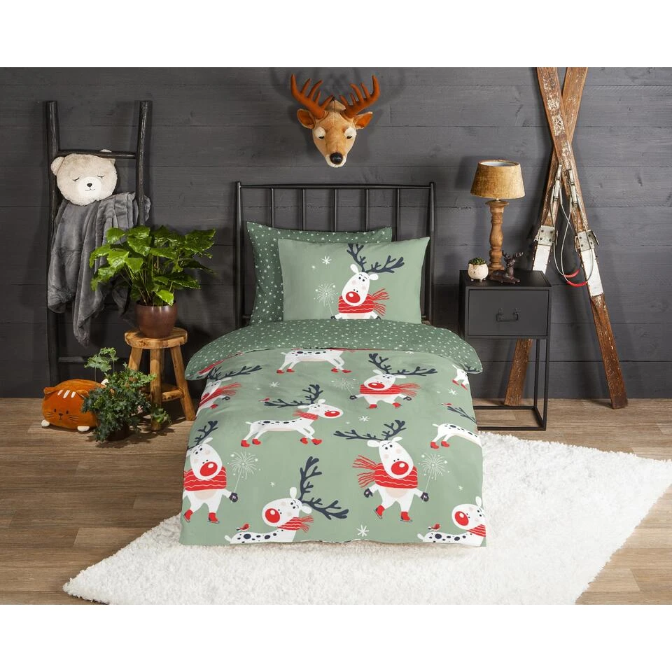 Good Morning Dekbedovertrek "Dinde" - Groen - (140x220 Cm) 4 Good Morning Dekbedovertrek "Dinde" - Groen - (140x220 Cm) - Afbeelding 2