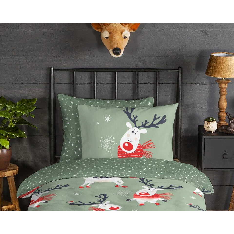 Good Morning Dekbedovertrek "Dinde" - Groen - (140x220 Cm) 5 Good Morning Dekbedovertrek "Dinde" - Groen - (140x220 Cm) - Afbeelding 3