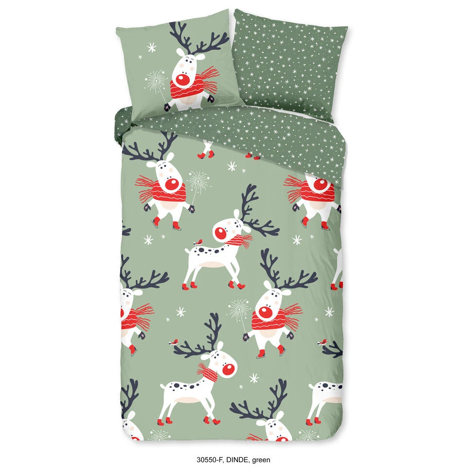 Good Morning Dekbedovertrek "Dinde" - Groen - (140x220 Cm) 3 Good Morning Dekbedovertrek "Dinde" - Groen - (140x220 Cm)