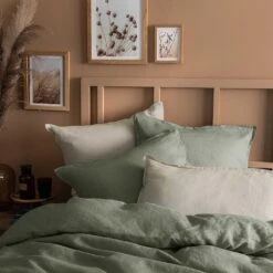 Matt & Rose Set Kussenslopen Mosgroen - 65 X 65 Cm - 100% Linnen -Leen Bakker Winkel 1000092159 0101