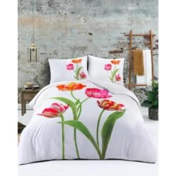 Papillon Dekbedovertrek Tulips - 200x200/220 Cm - Wit -Leen Bakker Winkel 1000093556 0101