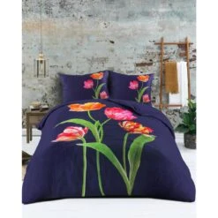 Papillon Dekbedovertrek Tulips - 200x200/220 Cm - Navy -Leen Bakker Winkel 1000093565 0101