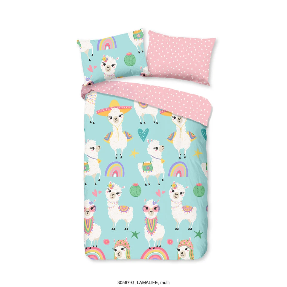Good Morning Dekbedovertrek "Lamalife" - Multi - (120x150 Cm) 3 Good Morning Dekbedovertrek "Lamalife" - Multi - (120x150 Cm)