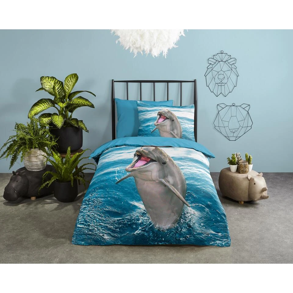 Good Morning Dekbedovertrek "Jump" - Blauw - (140x220 Cm) 4 Good Morning Dekbedovertrek "Jump" - Blauw - (140x220 Cm) - Afbeelding 2