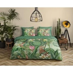 HIP Dekbedovertrek "Abhita" - Groen - (200x220 Cm) -Leen Bakker Winkel 1000096051 0101