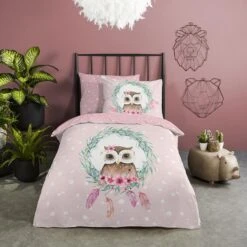 Good Morning Dekbedovertrek "Owli" - Roze - (140x220 Cm) -Leen Bakker Winkel 1000099003 0102