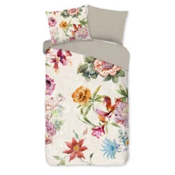 Good Morning Dekbedovertrek "bloemen" - Zand - (140x200/220 Cm) - Katoen