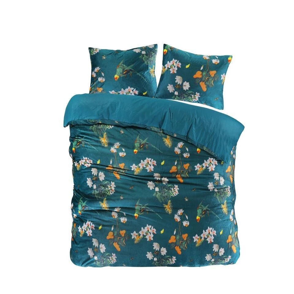 Papillon Dekbedovertrek Parrot Velvet - 240x200/220 Cm - Groen 3 Papillon Dekbedovertrek Parrot Velvet - 240x200/220 Cm - Groen
