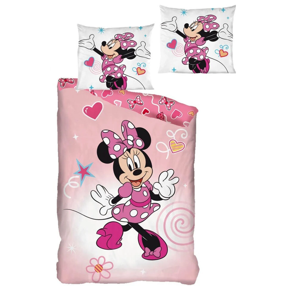 Disney Minnie Mouse Dekbedovertrek Pink Beauty - 140 X 200 + 65 X 65 Cm - Flanel 3 Disney Minnie Mouse Dekbedovertrek Pink Beauty - 140 X 200 + 65 X 65 Cm - Flanel