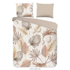 Good Morning Dekbedovertrek "bladeren" - Zand - (200x200/220 Cm) - Katoen
