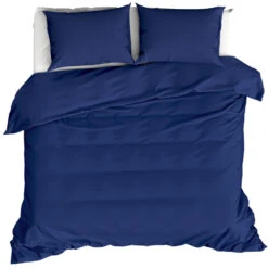 Moodit Dekbedovertrek Basil Navy Blue - Lits Jumeaux - 240 X 220 Cm - Katoen