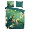 Pure Dekbedovertrek "bloemen En Vogels" - Groen - (240x200/220 Cm) - Microfiber -Leen Bakker Winkel 1000131479
