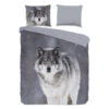 Good Morning Wolfie Flanel Dekbedovertrek Grijs-2-persoons (200 X 200/220 Cm) -Leen Bakker Winkel 1000135575