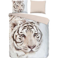 Good Morning Witte Tijger Flanel Debedovertrek Off-white-Lits-jumeaux (270 X...