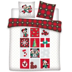 Disney Minnie & Mickey Mouse Dekbedovertrek Kerst - 200 X 200 Cm - Flanel