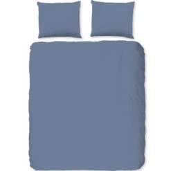 Zavelo Flanellette Effen Dekbedovertrek Blauw-2-persoons (200 X 200/220 Cm)