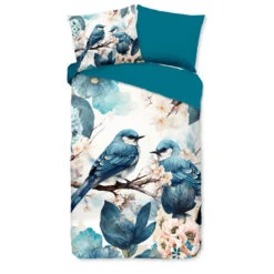 Pure Dekbedovertrek "blauwe Vogels" - Blauw - (140x200/220 Cm) - Microfiber
