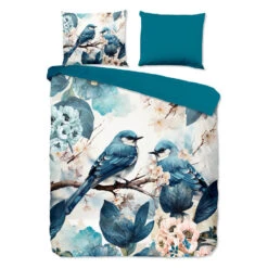 Pure Dekbedovertrek "blauwe Vogels" - Blauw - (200x200/220 Cm) - Microfiber
