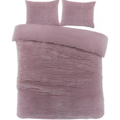 Zavelo Dorien Rib Teddy Dekbedovertrek Roze-2-persoons (200 X 200/220 Cm)