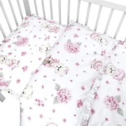 Zavelo Ledikant Dekbedovertrek Ballerina Roze Ruches 100 X 135 Cm