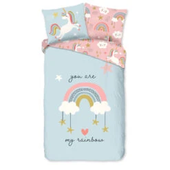 Good Morning Regenboog Kinderdekbedovertrek Multi