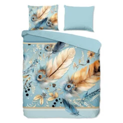 Pure Dekbedovertrek "veren/ Oosters" - Aqua - (200x200/220 Cm) - Microfiber