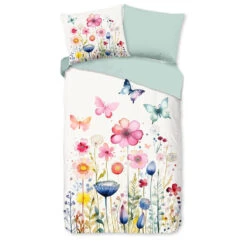Pure Kinderdekbedovertrek "bloemen" - Multi - (140x200/220 Cm) - Microfiber