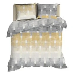 Romanette Flanellen Dekbedovertrek Brixen Beige/Grijs-1-persoons (1...