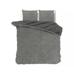 Dekbedovertrek Teddy Rib 200x220 โ Fluweelzacht & Knus Design - Grijs