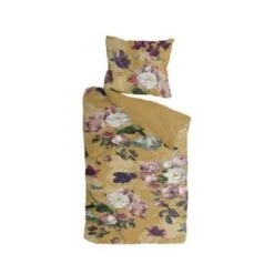 Byrklund - Dekbedovertrek Flowers United - 140x220 Cm - Okergeel
