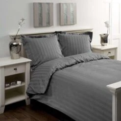 Papillon Dekbedovertrek Satijn Streep - 240x200/220 Cm - Grijs -Leen Bakker Winkel 1173930963 0101