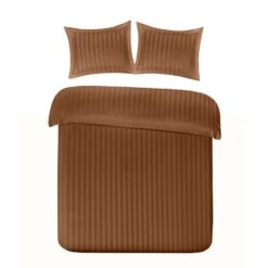 Papillon Dekbedovertrek Satijn Streep - 200x200/220 Cm - Bruin