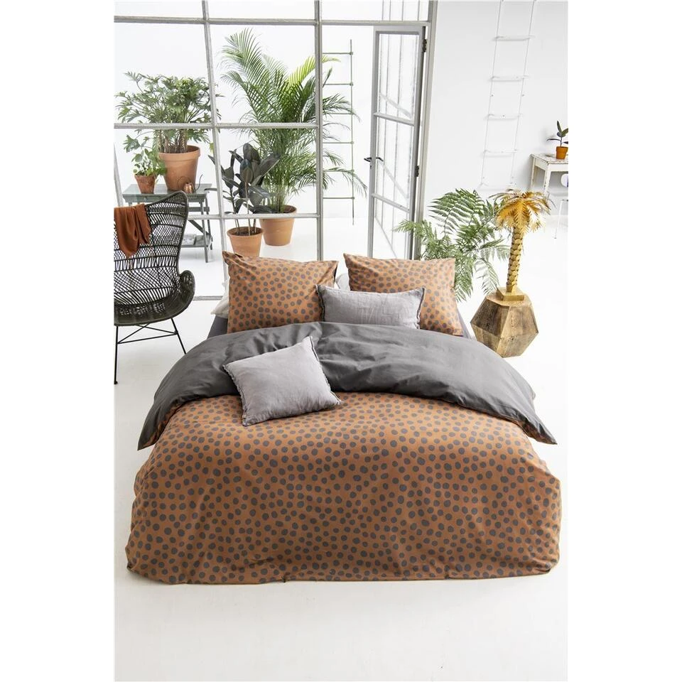Walra - Dekbedovertrek Spots & Dots - 140x220 Cm - Cognac 6 Walra - Dekbedovertrek Spots & Dots - 140x220 Cm - Cognac - Afbeelding 4