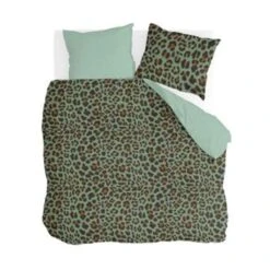 Byrklund - Dekbedovertrek Lazy Leopard - 200x220 Cm - Groen
