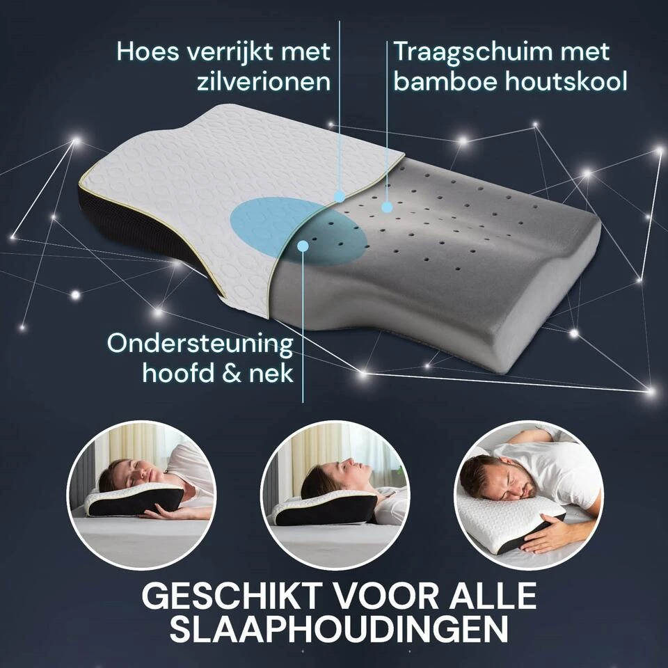 Vitapur Memosilver Anatomisch Anti-Snurk Kussen - 60x40 Cm 5 Vitapur Memosilver Anatomisch Anti-Snurk Kussen - 60x40 Cm - Afbeelding 3