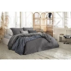 Walra - Dekbedovertrek Vintage Satin - 140x220 Cm - Antraciet -Leen Bakker Winkel 1390920851 0104