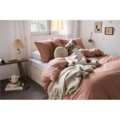 Dindi Home - Dekbedovertrek Plain Beauty - 200x220 Cm - Terra -Leen Bakker Winkel 1397994520 0102