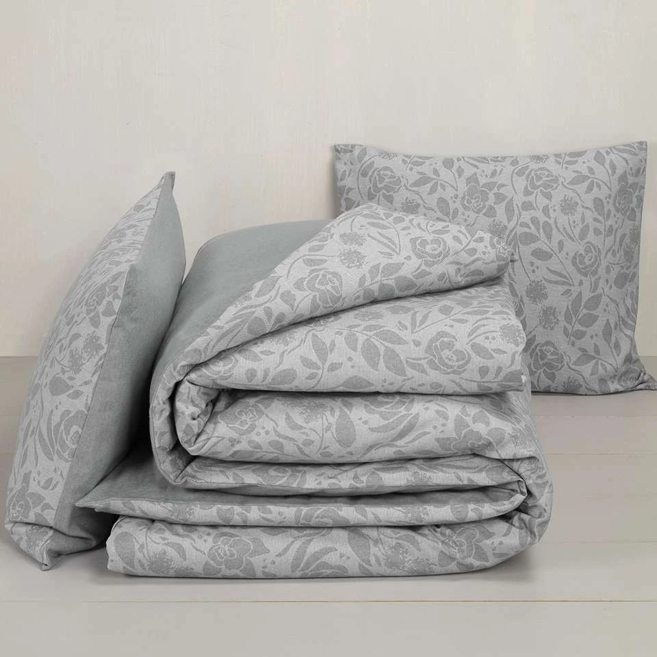 De Witte Lietaer Dekbedovertrek Lea Grey - Lits Jumeaux - 240 X 220 Cm - Flanel 6 De Witte Lietaer Dekbedovertrek Lea Grey - Lits Jumeaux - 240 X 220 Cm - Flanel - Afbeelding 4