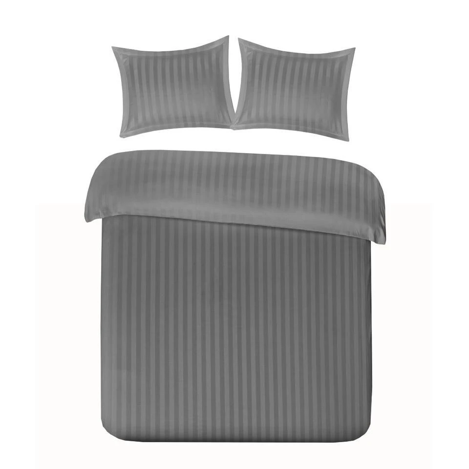 Papillon Dekbedovertrek Satijn Streep - 200x200/220 Cm - Grijs 3 Papillon Dekbedovertrek Satijn Streep - 200x200/220 Cm - Grijs