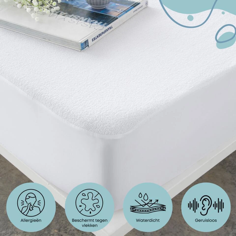 Waterdichte Matrasbeschermer Topper Hoeslaken Badstof-Lits-jumeaux (180x210 Cm) 6 Waterdichte Matrasbeschermer Topper Hoeslaken Badstof-Lits-jumeaux (180x210 Cm) - Afbeelding 4