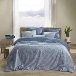 De Witte Lietaer Dekbedovertrek Henna - 260 X 240 Cm - Blauw -Leen Bakker Winkel 1850179466 0103