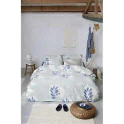Walra - Dekbedovertrek Remade Romantic Leaves - 200x220 Cm - Blauw -Leen Bakker Winkel 1858808658 0103