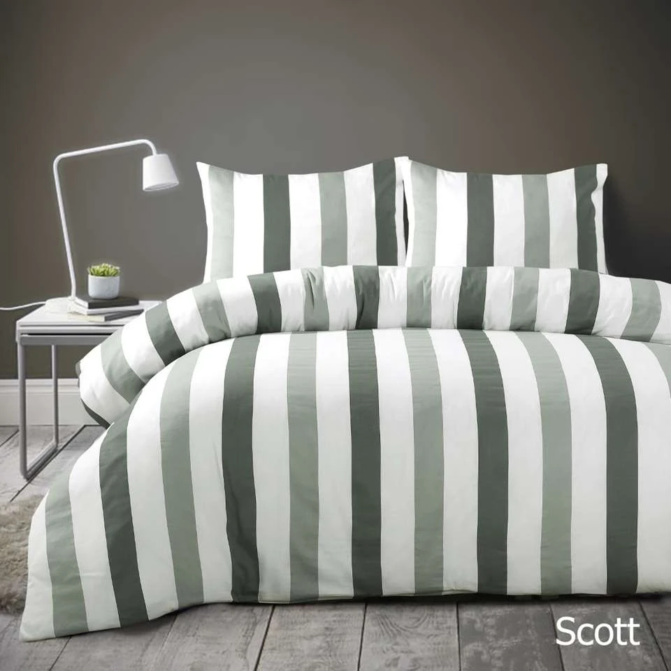 Papillon Dekbedovertrek Scott - 240x200/220 Cm - Groen 4 Papillon Dekbedovertrek Scott - 240x200/220 Cm - Groen - Afbeelding 2