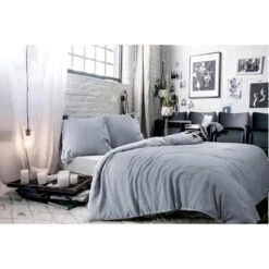 BLCKOUT Ohio - Linnen - Dekbedovertrek - 140x200/220 Cm - Blauw -Leen Bakker Winkel 1914809485 0101